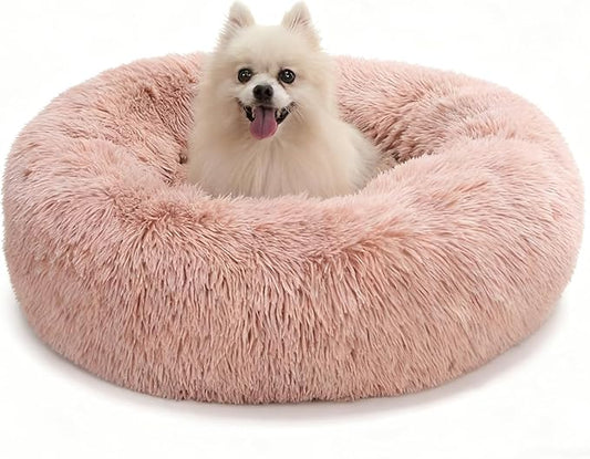 Calming Dog & Cat Bed for Extra Large Small Medium Sized Pet, Donut Washable Comfort Fluffy Warm Round Mat for Puppy Kitten, 8 Size Essentials Furniture Supplies Indoor