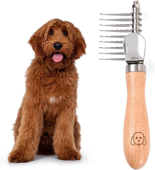 We Love Doodles Dog Dematting Brush & Rake, Detangler Brush for Dogs, Comb Tool for Grooming, Best for Doodles, Poodles, Goldendoodles, Cats & Other Pets, Matted Fur Removal On Undercoat, Small