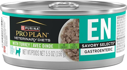 Pro Plan Veterinary Diets Purina EN Savory Selects Gastroenteric with Turkey in Gravy Feline Formula ??Digestive Cat Food - 5.5 Oz. Can