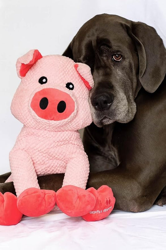 Gentle Giants Plush Pig Dog Toy | Heavy Duty Dog Toys for Large Dogs Dog Enrichment Toys for Large Dogs | Dog Toys Without Squeakers- Pink