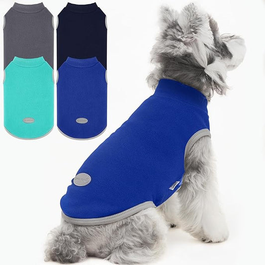 XPUDAC 4 Pack Fleece Dog Sweaters Vest Soft Lightweight Breathable Doggie Clothes for Small Medium Large Dogs Boy Winter Warm Pet Pullover Jacket Sweatshirt Puppy Coat, 511-S