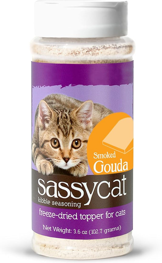 Herbsmith Sassy Cat Kibble Seasoning ??Freeze Dried Smoked Gouda ??Gourmet Food Topper for Picky Eaters ??100% Human-Grade Cheese for Cats - 3.6 oz