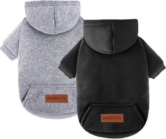 2 Pack Dog Hoodie Warm Hood Dog Sweater Cold Weather Small Dogs Sweatshirt Comfort Pet Clothes for Small Medium Dogs with Pockets Cats Chihuahua Clothes for Male Female Girl Boy Sporty Daily Wear