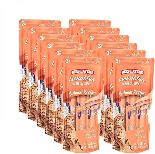 Beefeaters Cat Treats Lickable Puree 1.59oz (12-Pack) ??Chicken, Grain-Free, Taurine-Enriched, Ideal for Training & Interactive Feeding