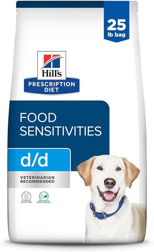 Hill's Prescription Diet d/d Skin/Food Sensitivities Grain Free Potato & Duck Flavor Dry Dog Food, Veterinary Diet, 25 lb. Bag