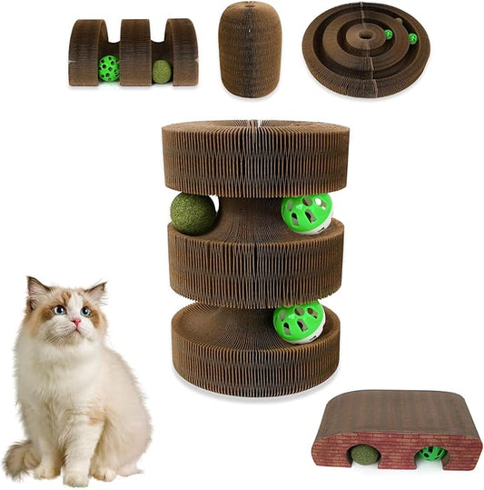 Cat Scratcher, Magic Organ Cat Scratching Board, Reversible Interactive Toys Scratching, Cardboard, Kitten Scratcher Pads with Catnip Ball(1PC)