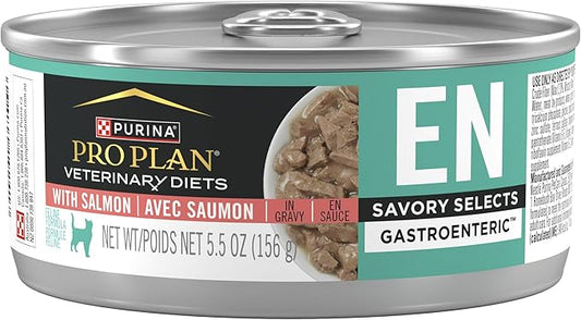 Pro Plan Veterinary Diets Purina EN Gastroenteric Feline Formulas Savory Selects in Sauce with Salmon Wet Cat Food - (Pack of 24) 5.5 oz. Cans