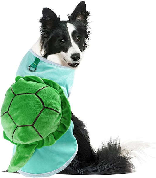 NACOCO Halloween Dog Turtle Costume - Pet Christmas Cosplay Clothes Puppy Funny Winter Warm with D-Ring Soft Coat Outfit Apparel Vest for Small Medium Large Dogs (Green, L)