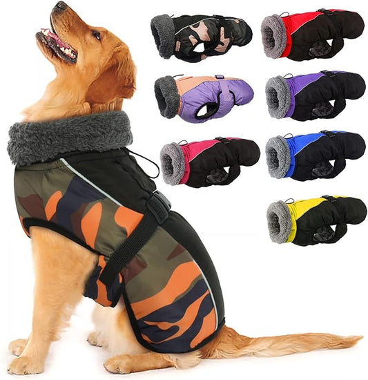 IECOii Extra Warm Coat - Reflective & Adjustable Dog Jacket - Fleece Turtleneck for Cold Weather - Sizes Small to Extra Large