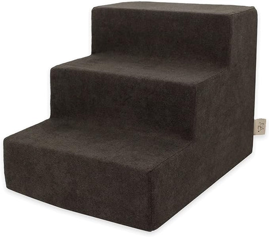 Best Pet Supplies Dog Stairs & Steps - Foam Steps for Small Dogs & Cats, Non-Slip Indoor Balanced Pet Step Support, Dog Ramp, No Assembly, Dark Brown, 3-Step