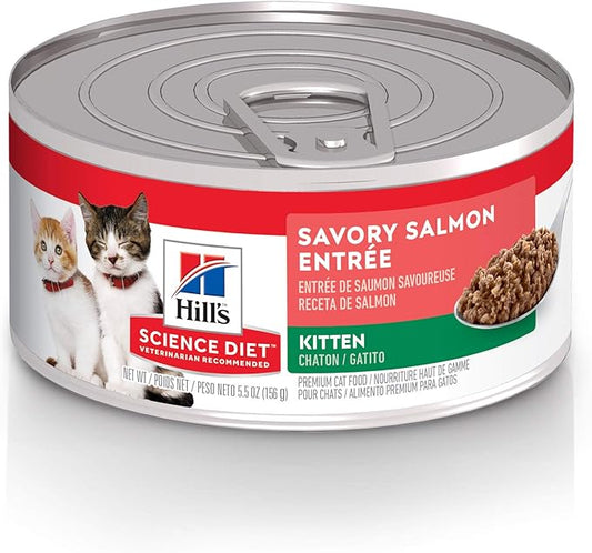 Hill's Science Diet Kitten, Kitten Premium Nutrition, Wet Cat Food, Salmon Minced, 5.5 oz Can, Case of 24