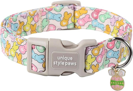 Unique style paws Easter Day Dog Collar Plastic Buckle Collar with Pendant Blue Sports Rabbit Ball Egg Puppy Collars Gift for Small Medium Large Boys Girls Dogs