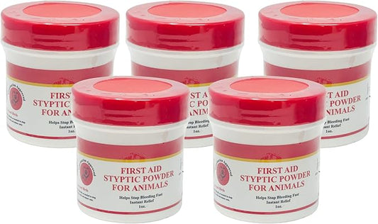 G.B.S Styptic Powder for Animals ??Fast-Acting Blood Stop for Dogs, Cats, Birds & Small Pets ??First Aid Powder for Nail Bleeding, Minor Cuts & Grooming ??1 oz, Pack of 5