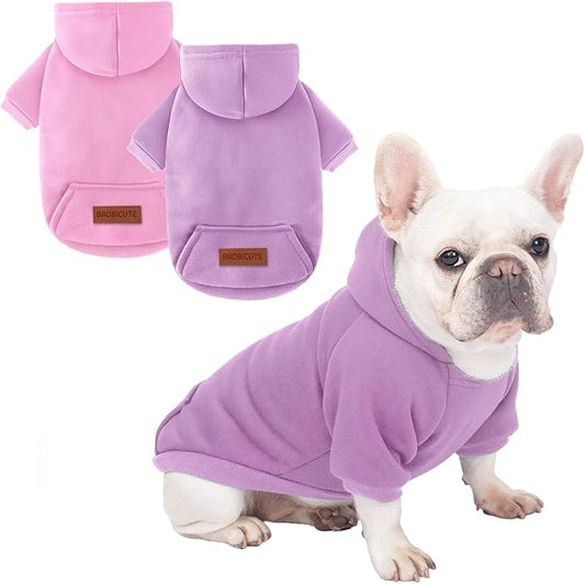 2 Pack Dog Hoodie Warm Hood Dog Sweater Cold Weather Small Dogs Sweatshirt Comfort Pet Clothes for Small Medium Dogs with Pockets Cats Chihuahua Clothes for Male Female Girl Boy Sporty Daily Wear