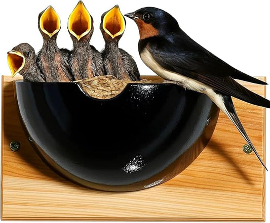 Swallow Houses for Outside, Tree Barn Swallow HDPE Composite Material Everlasting Nesting House Nest Box, Cedar Hanging Board Everlasting Under Roof 10"*4"*5.6" Large Copacity Inside Spaces