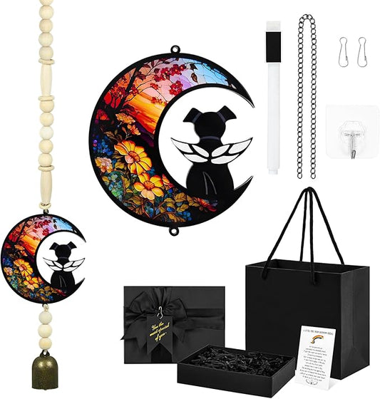Dog Angel Memorial Suncatcher, Engraved Pet Memorial Ornament Loss of Dog Sympathy Gift,Pet Memorial Wind Chime,Rainbow Bridge Dogs Loss Gift with Sympathy Card, in Memory of Dogs with Luxury Gift Box