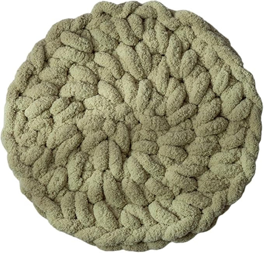 Cat Knitted Bed Mat, Extra-Soft Washable Warm Round Pads Cushions for Indoor Kittens, Cat Trees Towers, Perfect for Kneading and Sleeping (Green,Small)