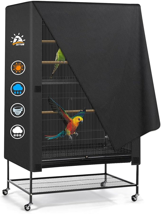 Zettum Bird Cage Cover - 600D Bird Cage Covers for Night Heavy Duty & Waterproof, Fade-Resistant Pet Bird Cage Cover Accessory for Parakeet, Parrot, Cockatiel and More Finches - 26 x 19 x 40 Inch