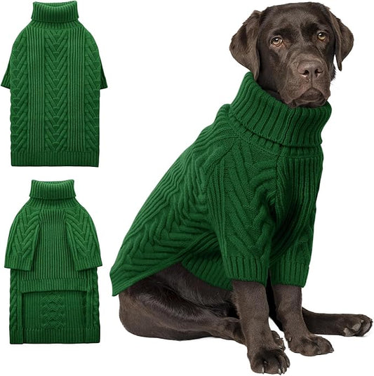 ASENKU XL Dog Sweater, Dog Sweaters for Extra Large Dogs,Pet Sweatshirt Apparel Turtleneck Pullover Winter Pitbull, Labrador Retriever(Dark Green, X-Large)