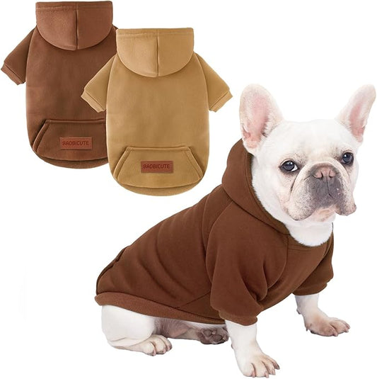 2 Pack Dog Hoodie Warm Hood Dog Sweater Cold Weather Small Dogs Sweatshirt Comfort Pet Clothes for Small Medium Dogs with Pockets Cats Chihuahua Clothes for Male Female Girl Boy Sporty Daily Wear
