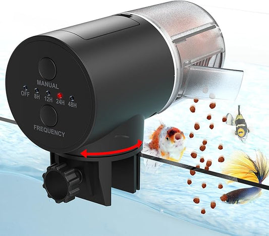 Automatic Fish Feeder for Aquarium, Vacation, 7, 14 Day Auto Food Dispenser with Timer, 200ml Large Capacity, Battery Powered, Ideal for Turtle/Fish Tank Aquarium Accessories, Batteries Included
