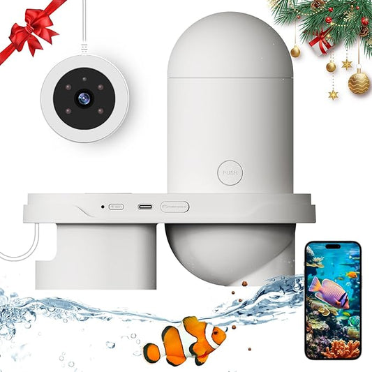 Automatic Fish Feeder for Aquarium with 2K HD Camera,Smart Auto Fishs Feeder,Fish Food Dispenser, App Control, Timer, USB Charge, Vacation Feeders with 230ml Large Capacity