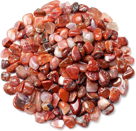 WAYBER Decorative Stones, 1 Lb/460g (Fill 0.9 Cup) Natural Red Agate Pebbles Irregular Crystal Rock Gravel for Aquarium Turtle Tank Decoration/Succulent Plant Landscape/Flowerpot Vase Ornament