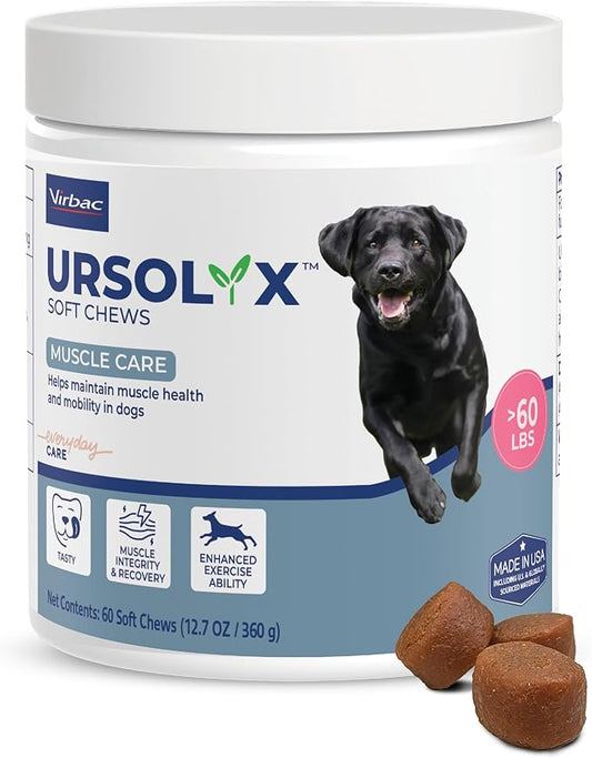 Virbac URSOLYX Soft Chews for Dogs | Muscle Health Support for Senior, Active or Recovering Dogs, Large | 60 Count 2- Month Supply