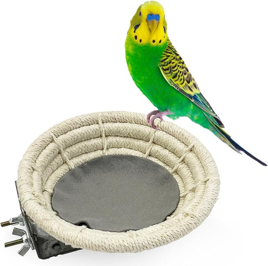 Hamiledyi Bird Nest for Cage Handmade Cotton Rope Bird Breeding Nest Cage Hatch House Parrots Nest Bed for Small Budgie Parakeet Cockatiel Conure Canary Finch Lovebird (White)