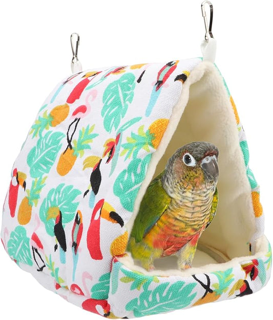 Hypeety Bird Hanging Hammock Nest Parrot Winter Warm Nest House Comfortable Plush Bird Bed for Cage Winter Bird Hideaway Hut for Cockatiels Budgies Parakeets Lovebirds Conures Hamsters (Parrot)
