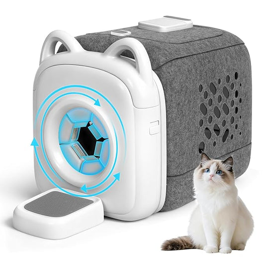 Automatic Cat Self Groomer 360° Surround Skin Friendly Grooming Supplies Self Cleaning Brush with Cat Tongue Mimicry and Treat Dispenser Reduce Shedding and Hairballs Smart Comb for All Cats