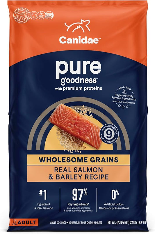 CANIDAE Pure Farm to Bowl Wild-Caught Salmon & Barley, Adult, Dry Dog Food, 22lb