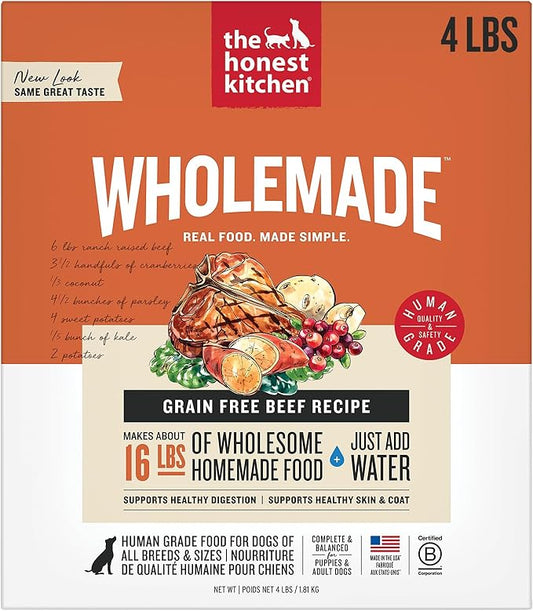 The Honest Kitchen Wholemade??Dehydrated Grain Free Beef Dog Food, 4 lb Box