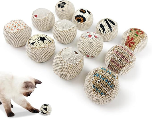 TTcat Canvas Cat Toys Balls Interactive Toys for Indoor Cats and Kitten,12 Pack.