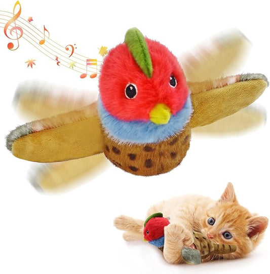 Cat Toys, Flapping Wings Pheasant, No Flying, Chirping Bird Interactive Catnip Toy for Kitten or Small Dogs, Touch Activated, Rechargeable