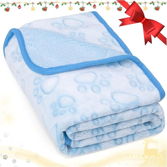 Blue Dog Blanket for Puppy Accesssories Boy, Blue Dog Stuff for Small Kitten Indoor Cats, Washable Soft Puppy Essentials Supplies