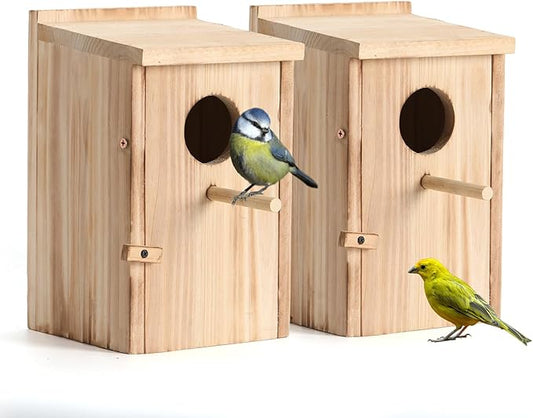 2 Pack Bird Houses for Outside, Hummingbird House Outdoor, Birdhouse kit,Bluebird Finch Swallow Wren Chickadee