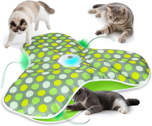 Interactive Cat Toys for Indoor Cats & Kittens - Automatic Hide & Seek Toy with Feather Tail,Squeaky Mouse Sounds, Motion Activated,USB Rechargeable Boredom Relief & Self Play Enrichment Game