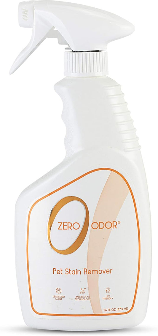 Zero Odor - Pet Stain Remover & Odor Eliminator - Permanently Remove Stain & Odor with Patented Technology Best for Carpet, Furniture, Floors, Pet Bed??Look and Smell Great, 16oz (Over 400 Sprays)
