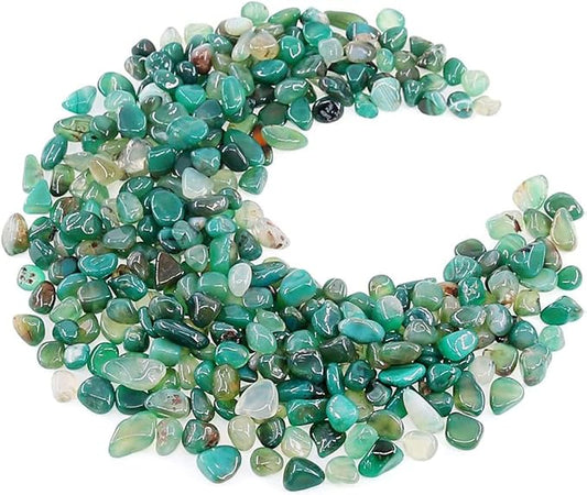WAYBER Natural Green Agate Pebbles, 1 Lb/460g Decorative Rocks Non-Toxic Crystal Stone Irregular Quartz Gemstone Crushed Pieces Tumbled Stone Chips for Jewelry Making/Home Decoration
