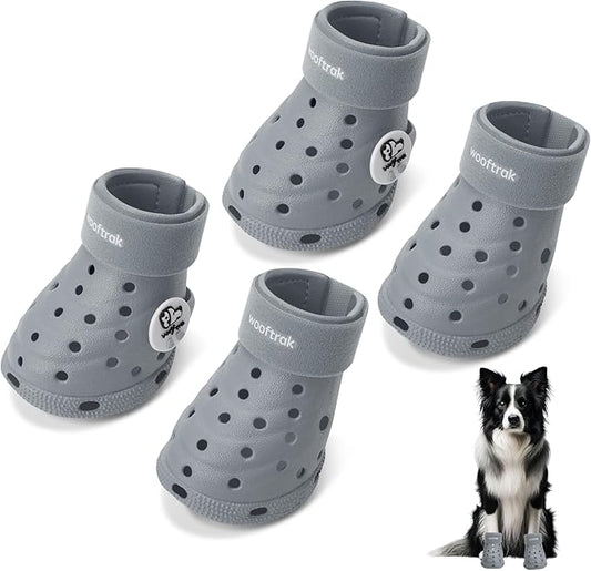 Dog Shoes Breathable Dog Shoe for Hot Pavement, Dog Booties and Paw Protectors, Non-Slip Waterproof Dog Sandals Boots (Gray, L: (3.1?™’x2.5'')(L*W))