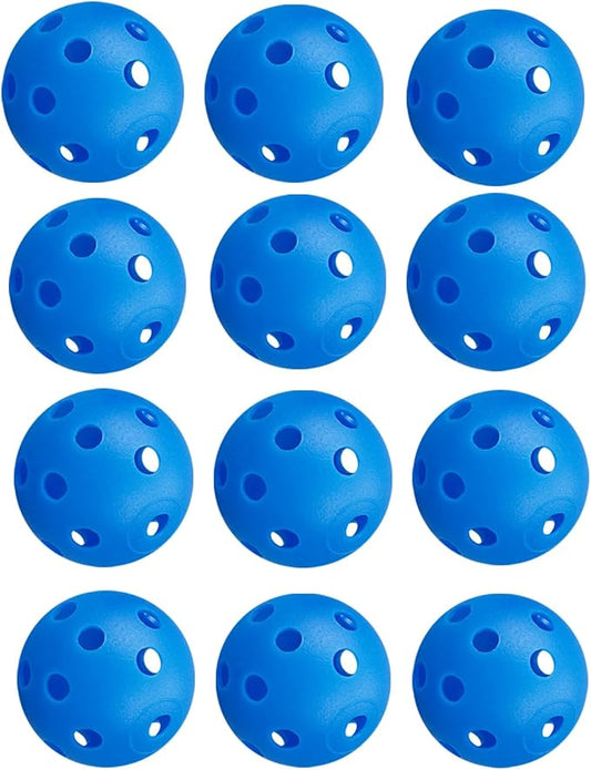 12Pcs Cat Ball Toy, Low Noise No Bells Holey Plastic Cat Balls, Funny Interactive Cats Toys for Indoor Cats, Firm Toy Balls for Kitten Puppy Ferret Bird (1.65", Blue)