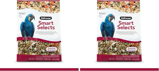 ZuPreem Smart Selects Bird Food for Large Birds, 4 lb - Everyday Feeding for Amazons, Macaws, Cockatoos (Pack of 2)