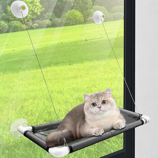 UCINNOVATE Cat Window Perch, Cat Hammock Hanging Bed for Kitty, Resting Pet Bed, Indoor Mounted Kitten Perch, Sunbath Shelf with Strong Suction Cup