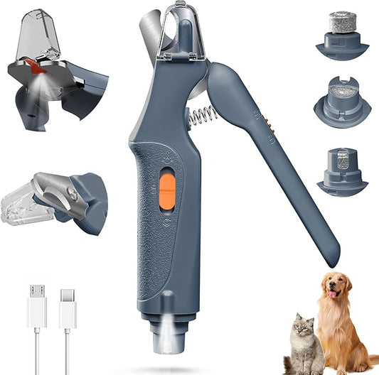 2-in-1 Cat Nail Clippers & Dog Nail Clippers Trimmers for Large Medium Small Dogs Cats Claw Trimmer Quick Sensor and Safety Guard USB Rechargeable with 2 LED Lights Dogs Nail Trimmer