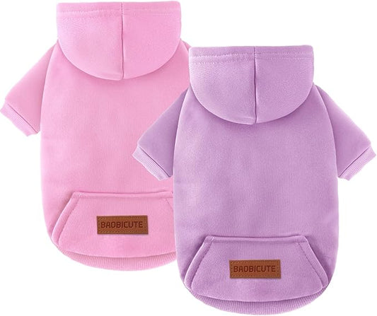 2 Pack Dog Hoodie Warm Hood Dog Sweater Cold Weather Small Dogs Sweatshirt Comfort Pet Clothes for Small Medium Dogs with Pockets Cats Chihuahua Clothes for Male Female Girl Boy Sporty Daily Wear