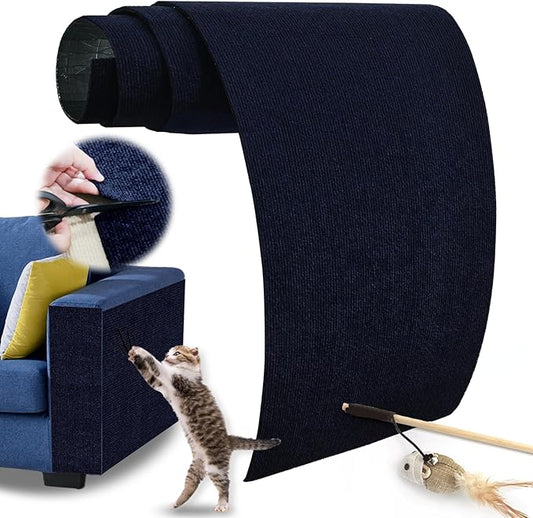 78.7"x15.8" Self-Adhesive Trimmable Cat Scratch Mat, Climb Cat Scratch Furniture Protector, Durable Claw Resistant DIY Cat Scratcher Pads for Couch, Wall & Cat Scratching Post etc. (Dark Blue)
