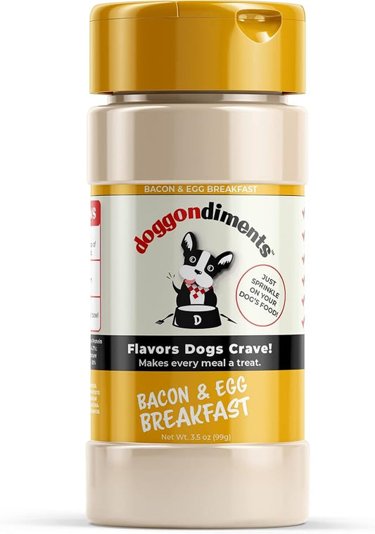 Bacon & Egg Breakfast Dog Food Topper, Fun People Food Flavors, Powder, Small & Large Breeds, Made in USA