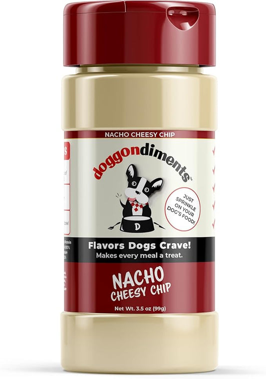 Nacho Cheesy Chip Dog Food Topper, Fun People Food Flavors, Powder, Small & Large Breeds, Made in USA