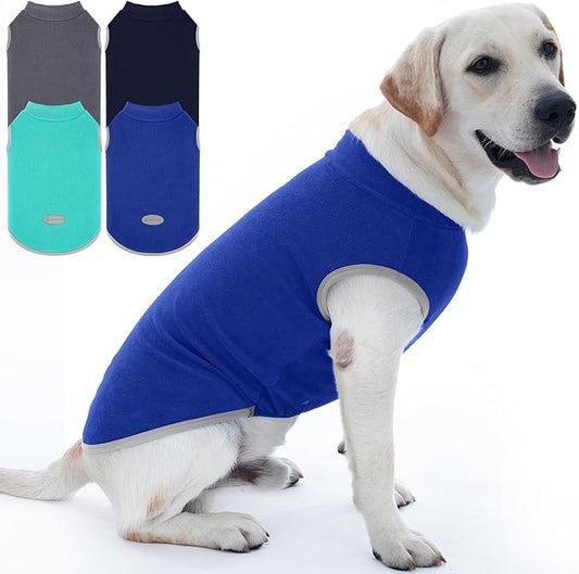 XPUDAC 4 Pack Fleece Dog Sweaters Vest Soft Lightweight Breathable Doggie Clothes for Small Medium Large Dogs Boy Winter Warm Pet Pullover Jacket Sweatshirt Puppy Coat, 511-4XL